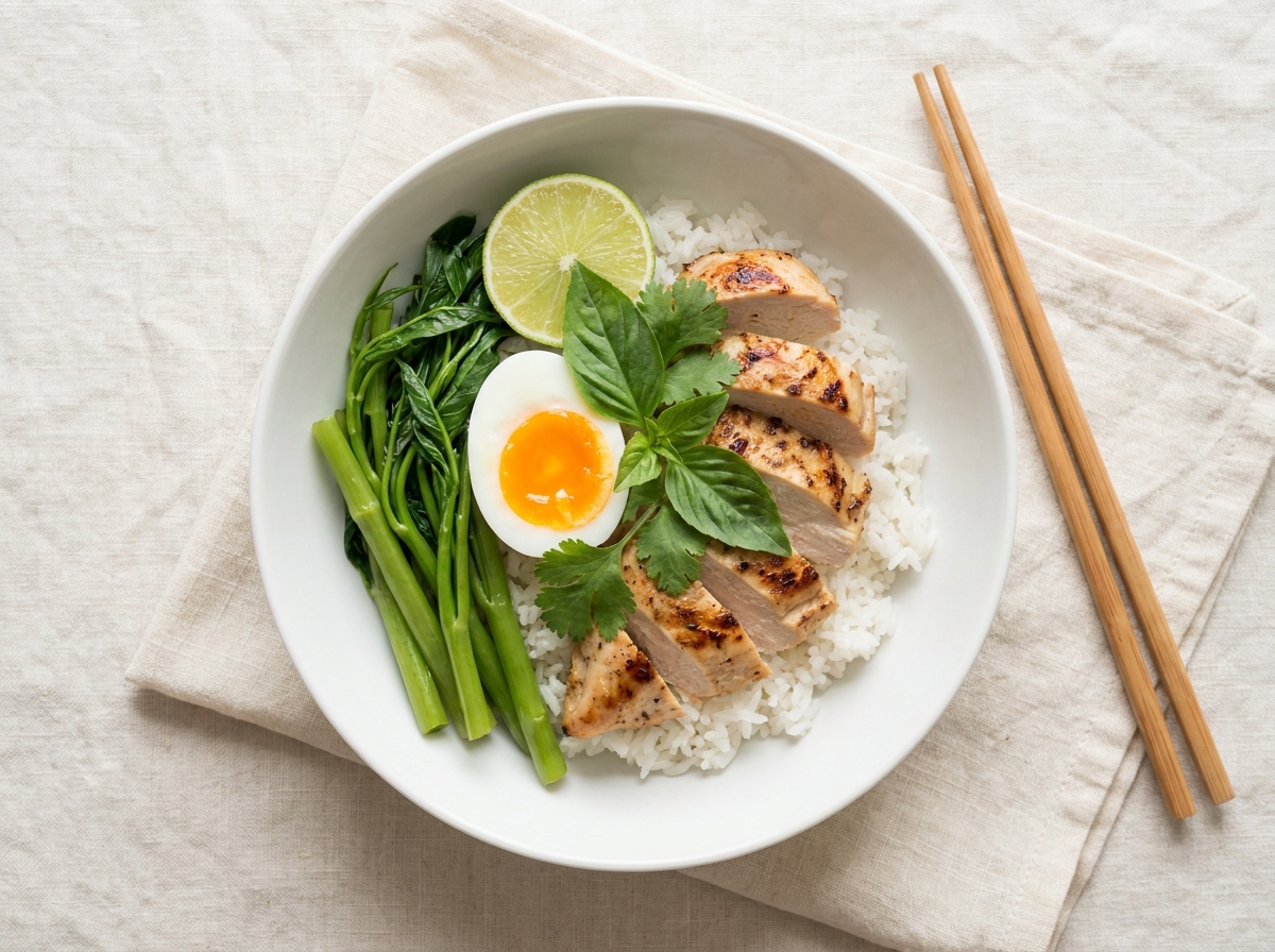 ข้าวอกไก่ย่างผักรวม เมนูประจำวันของ Green & Organic